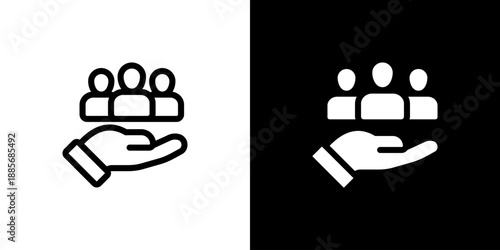 Recruitment concept with flat Black White Background Vector illustration.