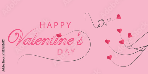 Happy Valentine's Day typography vector illustration. Romantic Template design for celebrating Valentine's Day on 14 February