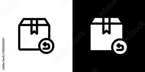 Return Box icon concept with flat Black White Background. Vector illustration.