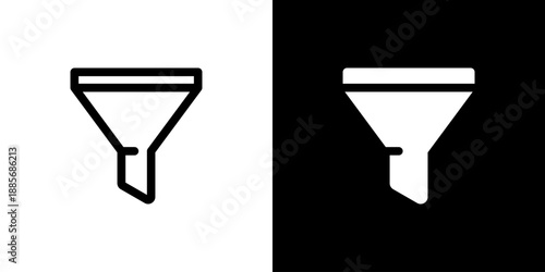 Filter icon concept with flat Black White Background. Vector illustration.