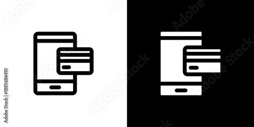 Online Payment icon concept with flat Black White Background. Vector illustration.