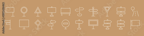 Street signs outline icon set. Guidance line icon set. Contains icons related to guidance, direction, and more. Vector illustration. editable stroke