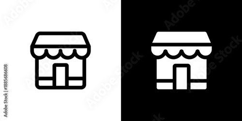 Retail Store icon concept with flat Black White Background. Vector illustration.