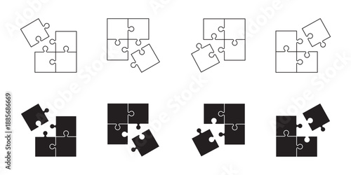 Puzzle piece element collection. Set of game puzzle. Vector.