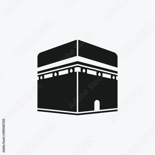 Kaaba Islamic Monument Simple Black Design Vector Illustration