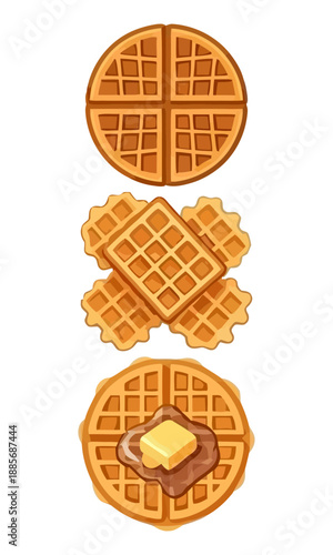 Waffle vector, waffle vector of sweet waffles collection isolated on white background
