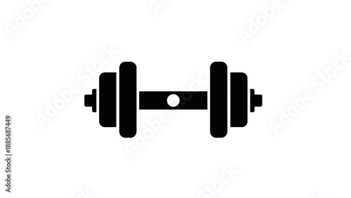 Black Dumbbell Silhouette Icon for Strength Training and Fitness on Isolated White Background