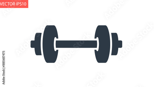 Dark Blue Dumbbell Icon for Strength Training and Fitness on Isolated White Background
