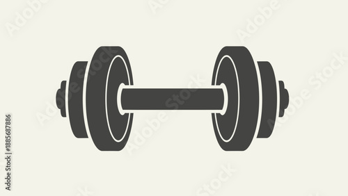 Classic Heavy Dumbbell for Weightlifting and Fitness on a Light Beige Background.