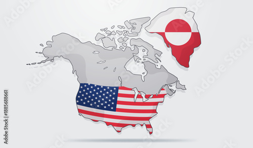 United States Greenland map flags geopolitical concept Arctic region North America illustration isolated background