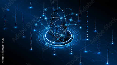 Lock icon. Cyber ​​security and data protection concepts and privacy. Innovative concept of advanced safety technology