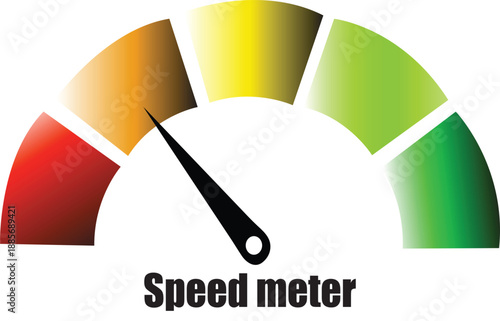 Colour gradient speedometer vector design icon. five colored gauges showing varying levels from low to high in a minimalistic design