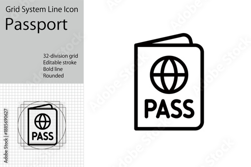 Passport icon, simple passport illustration
