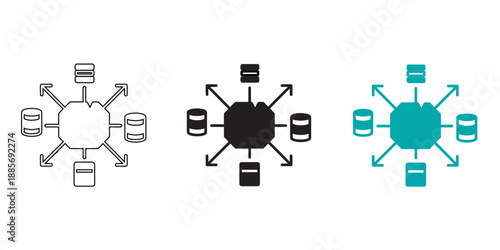 Centralized Database Distribution Network Icon for Cloud Storage and Data Management