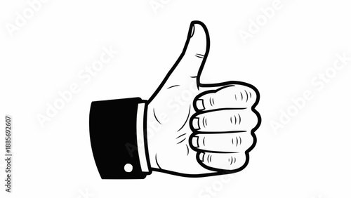Hand giving a thumbs up gesture in a suit sleeve.