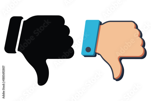 thumb down icons with and without wristband in different colors