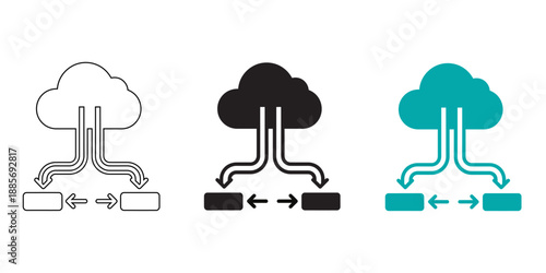 Cloud Computing Data Distribution and Synchronization Icon  for Network Connectivity