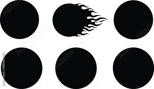 Black Soccer Ball Silhouettes Set with Classic Football Icons and Flaming Goal Ball Graphic Isolated on White Background for Professional Sporting Vector Graphic Design