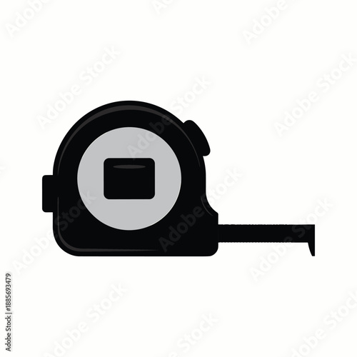Black tape measure with gray center tool measuring tape vector illustration isolated on white background