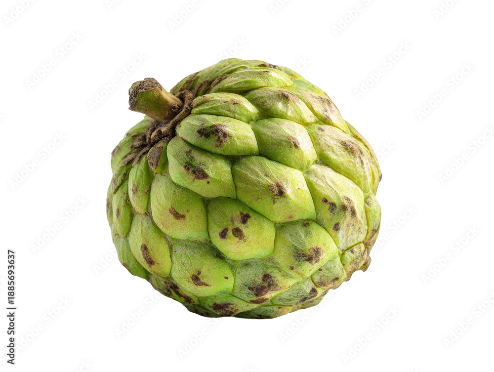 Fototapeta premium A close-up of a delicious and fresh custard apple fruit Isolated Transparent Background, PNG