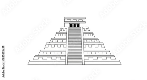 Ancient mayan temple pyramid structure with steps and stone blocks