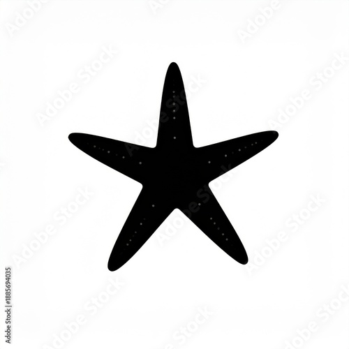 A Simple Black Starfish Silhouette Against A Stark White Background With Subtle Texture Evident