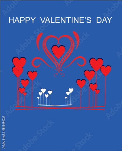 composition with inscription and hearts for Valentine's Day