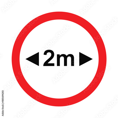 Traffic sign indicating a width restriction of two meters for vehicles on the road