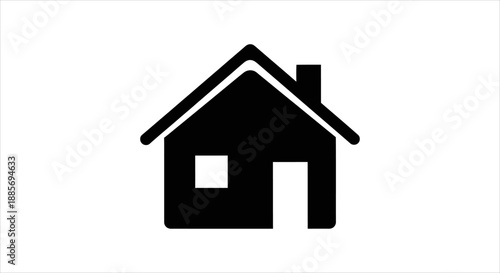 A simple black silhouette icon of a house, symbolizing home, property, and real estate concept