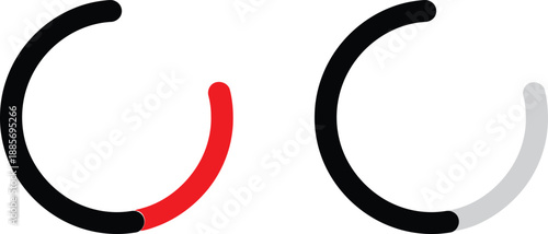 Circular loading process icons with colored segments
