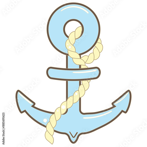 Light Blue Anchor With Rope Illustration