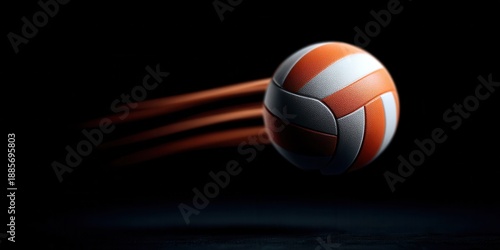Volleyball Serve Motion concept. Sport ball in motion against a dark background.