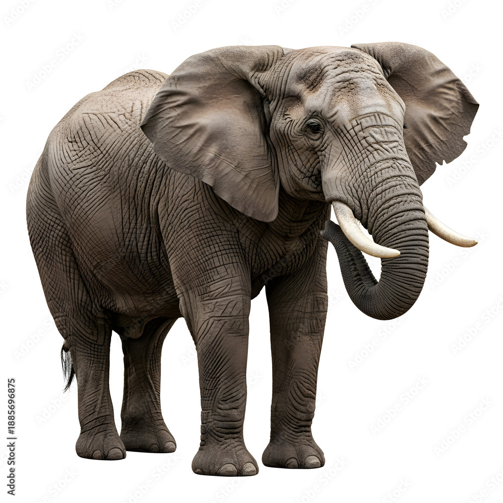 Obraz premium Large gray elephant standing majestically isolated