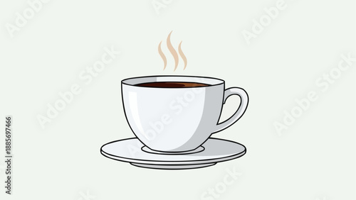 Steaming Cup of Coffee on a Saucer.