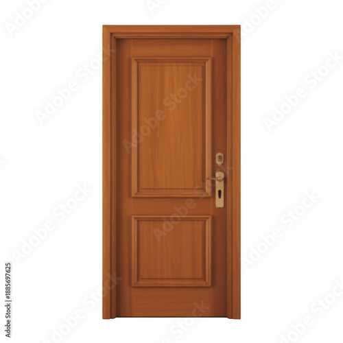 Wallpaper Mural Brown wooden door with gold handle brown door with lock isolated on a transparent background Torontodigital.ca