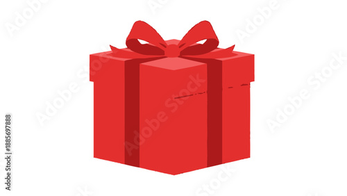 Vibrant red gift box with a matching ribbon and bow, ready for presentation on an isolated white background.