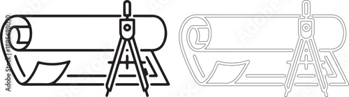 Black and gray line art illustrations of two carpentry levels