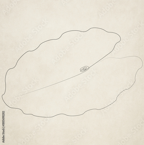 Minimalist Line Art Drawing of a Water Lily Leaf Vector 