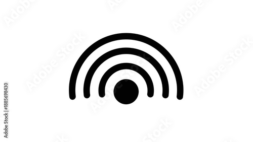 Wi-Fi wireless signal icon, representing internet connectivity, on an isolated white background.