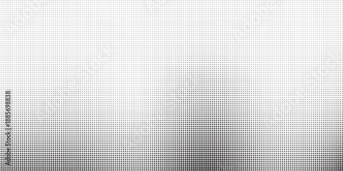 Dotted halftone gradient texture. Vanishing polka dot background. Repeating dots gradation pattern background. Black fading comic pop art overlay backdrop. Raster effect wallpaper. Vector halftone