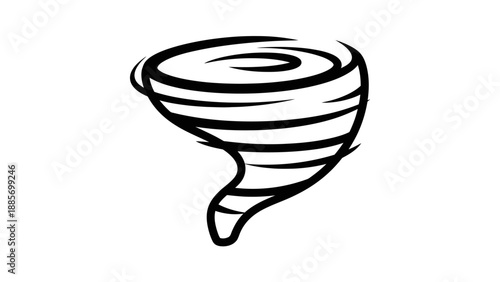 Stylized Tornado Swirl Icon Isolated White Background for Weather Warning and Disaster