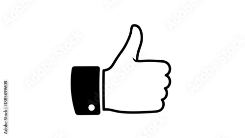 Minimalist Thumbs Up Hand Gesture Icon Expressing Approval and Positive Feedback on Isolated White Background
