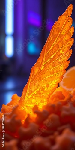 Golden wing crunch, a textural symphony in muted tones ,  eating,  chicken wing