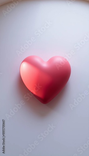 Softly rendered heart, with ambient light creating a gentle gradient, viewed from above,  rendered,  top view