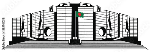 Bangladesh National Parliament Building victor Art Illustration