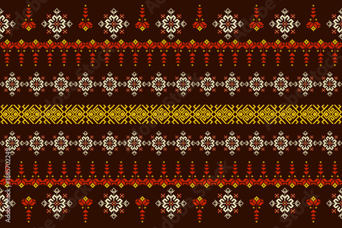 Ethnic Aztec abstract geometric oriental traditional embroidery seamless pattern. Native geometry decorative design for fabric, clothing, border decor, interior, wallpaper, background, texture, print