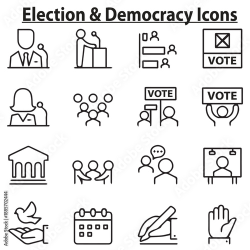 Election & Democracy icon set Victor Element Illustration