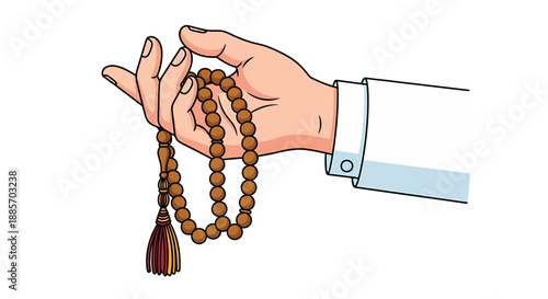 Hand Holding Islamic Prayer Beads (Tasbih) for Dhikr