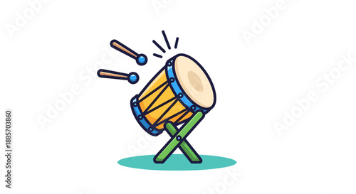 Traditional Islamic Bedug Drum for Ramadan and Eid Celebration Illustration