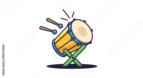 Traditional Bedug Drum Illustration for Ramadan and Islamic Celebration